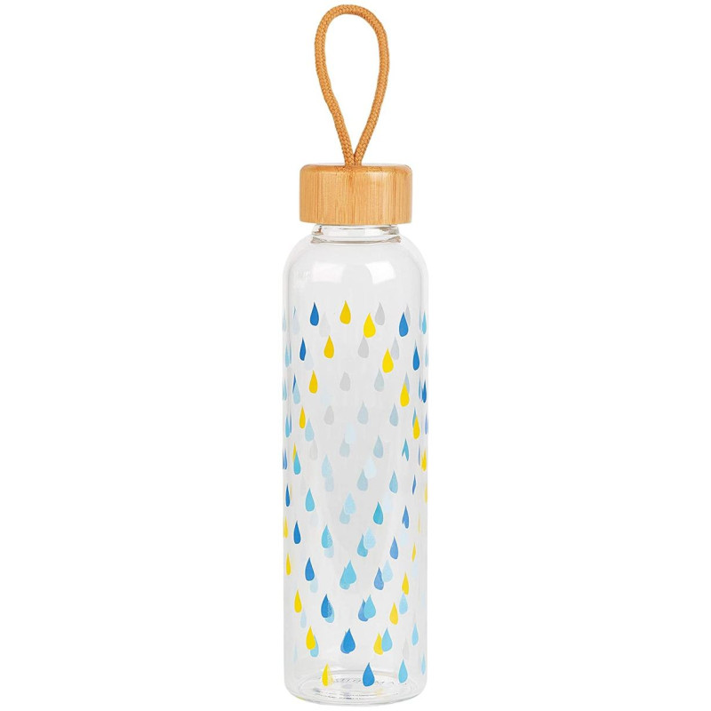 Cambridge CM06991 Raindrops Glass Bottle 550ml with Bamboo Lid