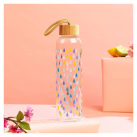 Cambridge CM06991 Raindrops Glass Bottle 550ml with Bamboo Lid
