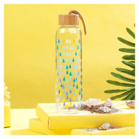 Cambridge CM06991 Raindrops Glass Bottle 550ml with Bamboo Lid