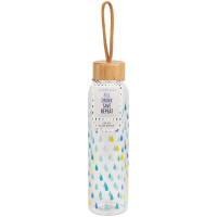 Cambridge CM06991 Raindrops Glass Bottle 550ml with Bamboo Lid