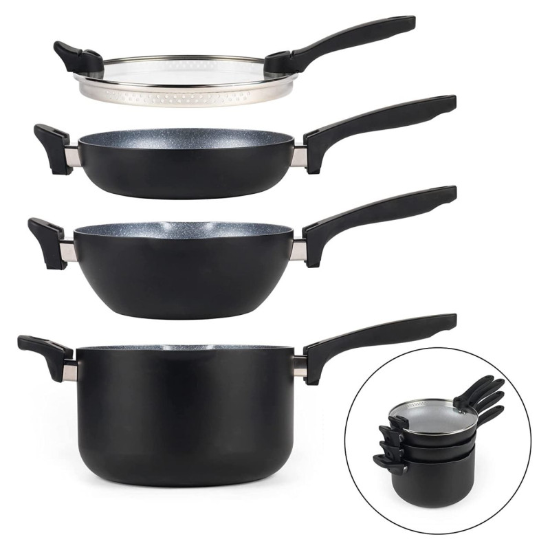 Russell Hobbs RH01840EU7 Stackable metallic marble pan set 4pcs