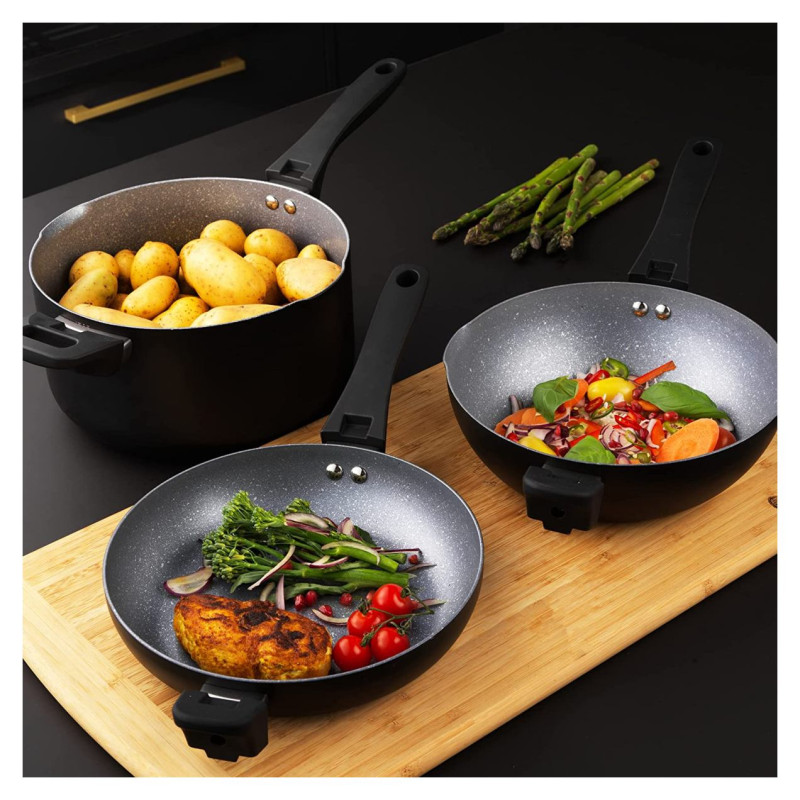 Russell Hobbs RH01840EU7 Stackable metallic marble pan set 4pcs