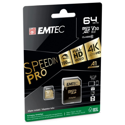 Emtec mSD 64GB UHS-I U3 V30 A1 SpeedIN Pro