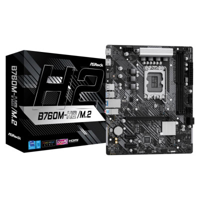 Asrock Mainboard|ASROCK|Intel B760 Express|LGA1700|Micro-ATX|Memory DDR5|Memory slots 2|2xPCI-Express 3.0 1x|1xPCI-Express 4.0 16x|3xM.2|2xHDMI|2xUSB 2.0|4xUSB 3.2|1xRJ45|3xAudio port|B760M-H2/M.2