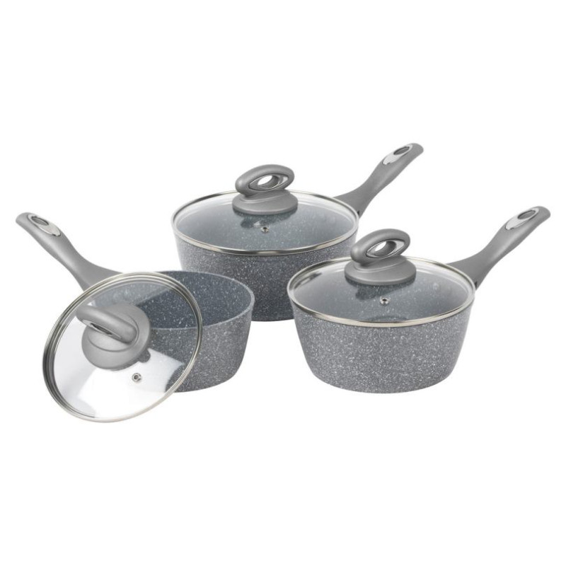 Salter BW02986G1EU7 Marblestone 3-Piece Saucepan Set - 16/18/20cm