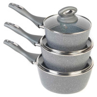 Salter BW02986G1EU7 Marblestone 3-Piece Saucepan Set - 16/18/20cm
