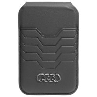Audi Leather Wallet Card MagSafe magnetic with stand - black