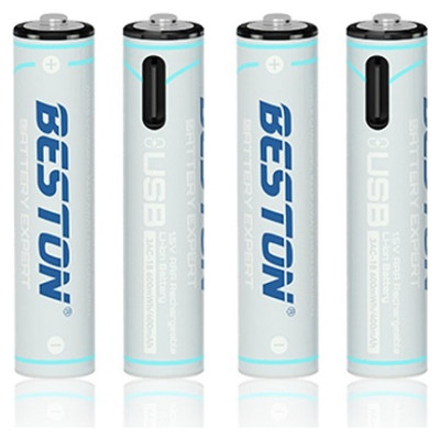 Hismart Rechargeable AAA batteries with USB C, 400mAh, Li-Ion, 4 pcs