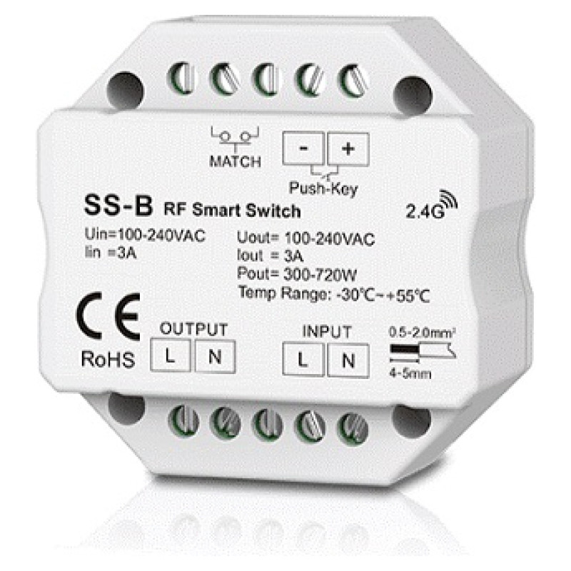 Skydance SS-B Smart Switch, 100-240V, 1x 3A, Push-Key