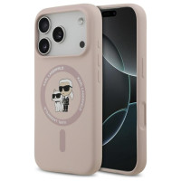 Karl Lagerfeld Silicone Karl&Choupette Ring MagSafe Case for iPhone 17 Pro - Pink