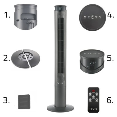 Lovio LVTF101N24C-TI Tower Fan AirWave Titan