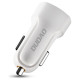 Dudao car kit charger 2x USB 2.4A + cable USB 3in1 Lightning / Type C / micro USB cable white (R7 white)