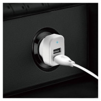 Dudao car kit charger 2x USB 2.4A + cable USB 3in1 Lightning / Type C / micro USB cable white (R7 white)