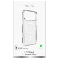 Puro Lite Mag TPU+PC Case Compatible with MagSafe for iPhone 17 Pro - Transparent with White Ring