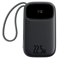 Baseus EnerFill FC31 20000mAh 22.5W Powerbank with Digital Display and 2 Built-in Cables (USB-C + Lightning) - Black