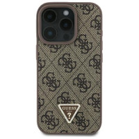 Guess Leather Metal Logo Strass Crossbody Case for iPhone 16 Pro Max - Brown