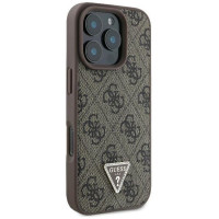 Guess Leather Metal Logo Strass Crossbody Case for iPhone 16 Pro Max - Brown