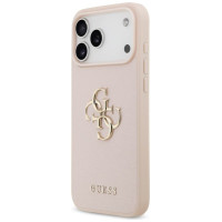 Guess Grained Big 4G & Classic Logo Case for iPhone 17 Pro Max - Pink
