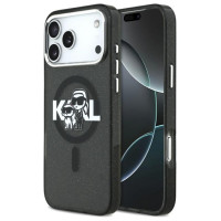 Karl Lagerfeld IML Glitter Karl & Choupette Sketch Logo MagSafe Case for iPhone 17 Pro Max - Black