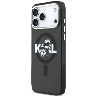 Karl Lagerfeld IML Glitter Karl & Choupette Sketch Logo MagSafe Case for iPhone 17 Pro Max - Black