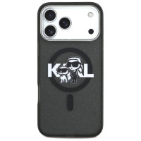 Karl Lagerfeld IML Glitter Karl & Choupette Sketch Logo MagSafe Case for iPhone 17 Pro Max - Black