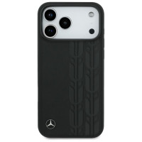 Mercedes Leather Laurel Leaves MagSafe Case for iPhone 17 Pro Max - Black