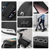 Wozinsky frame bike bag + detachable phone cover up to 6.5 "1.5l black (WBB7BK)