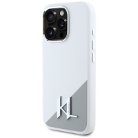 Karl Lagerfeld Silicone Shadow Metal Initial MagSafe iPhone 16 Pro Case - White
