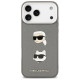 Karl Lagerfeld FW Grained Karl & Choupette Heads Pins & Logo iPhone 17 Pro Max Case - Gray