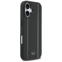 Mercedes Leather Star Pattern Stripes MagSafe case for iPhone 17 - black