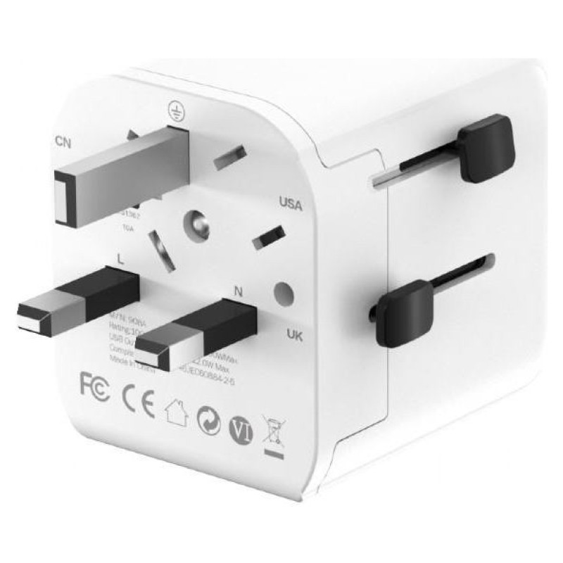 Gembird POWER ADAPTER EU TO UNIV. 12W/WHT TPA-EU2A12-01-W GEMBIRD