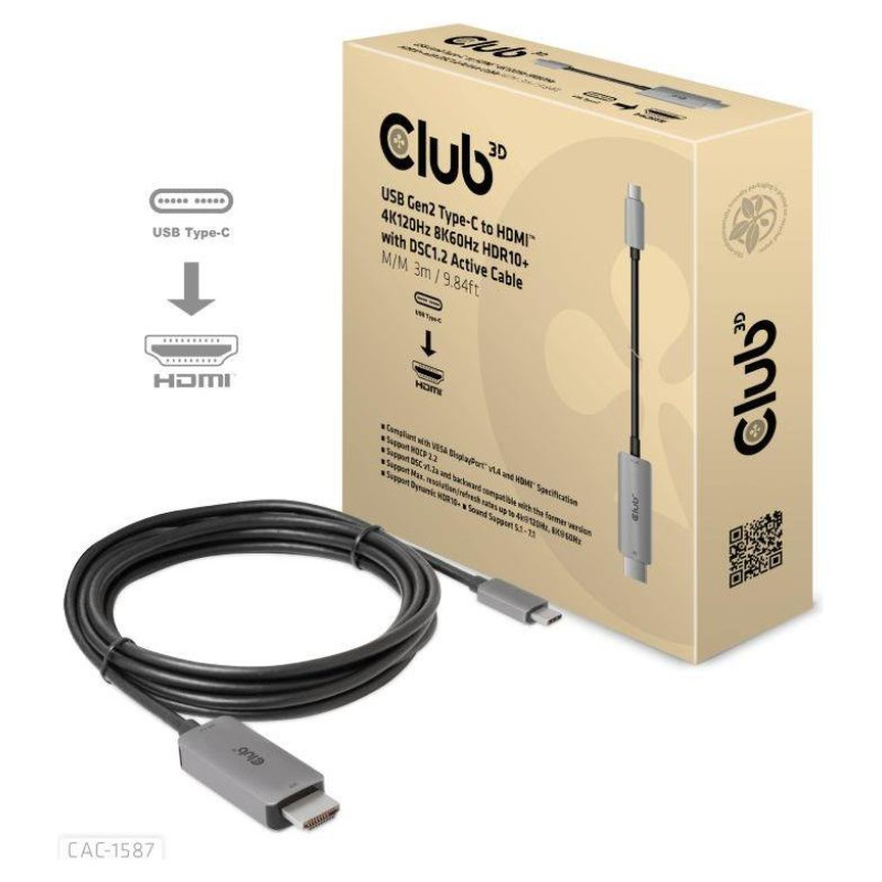Club3D CABLE USB-C TO HDMI 3M/M/M CAC-1587 CLUB3D