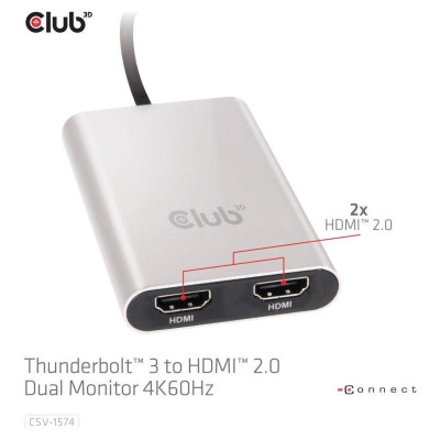 Club3D I/O ADAPTER THUNDERBOLT / HDMI/DUAL CSV-1574 CLUB3D