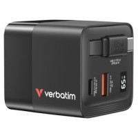 Verbatim Lādētājs Verbatim GaN Wall Charger 65W 2 Port with Retractable Cable