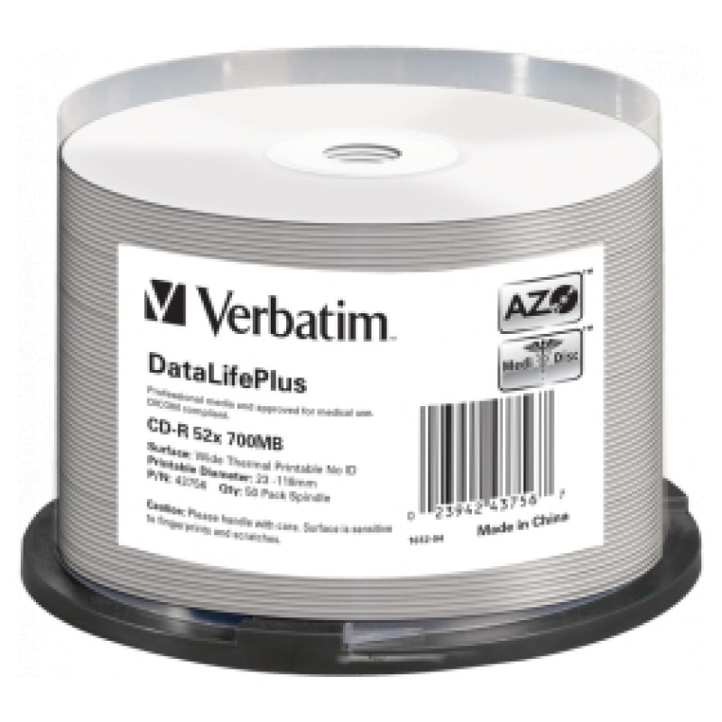 Verbatim Matricas CD-R Verbatim 700MB 1x-52x DataLifePlus No ID 50 Pack Spindle