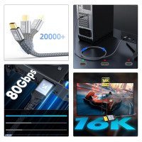 Wozinsky WPS-16AYL2S DisplayPort 2.1 Cable VESA Certified 80 Gb/s 16K@60Hz 8K@120Hz 4K@240Hz HDR HDCP DSC 2m - Black