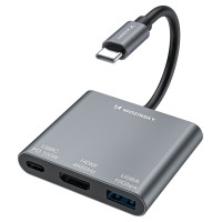 Wozinsky Hub Wozinsky WHCH-01 USB-C PD 100W HDMI 4K@30Hz USB-A 10Gbps - gray