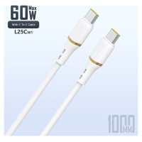 Dudao L25C USB-C - USB-C Silicone Cable 60W 1m - White