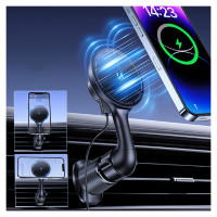 Wozinsky WCT5-6S4Y Car Holder with Qi/MagSafe 15W Inductive Charger for Air Vent - Black