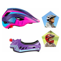 Rockbros TT-32SBPP-S children's bicycle helmet with detachable chinbar, size S - purple-pink