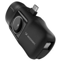 Wozinsky WF16-YCS 5000mAh 15W USB-C Mini Power Bank with Built-in USB-C Cable and Apple Watch Charger - Black