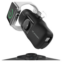 Wozinsky WF16-YCS 5000mAh 15W USB-C Mini Power Bank with Built-in USB-C Cable and Apple Watch Charger - Black