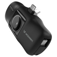 Wozinsky WF16-YCS 5000mAh 15W USB-C Mini Power Bank with Built-in USB-C Cable and Apple Watch Charger - Black