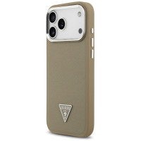 Guess Grained Triangle Logo MagSafe case for iPhone 17 Pro Max - brown