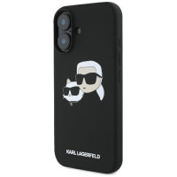 Karl Lagerfeld Silicone Nauble Heads Print MagSafe Case for iPhone 16 - Black