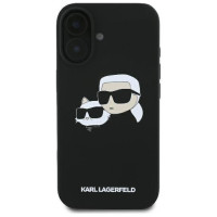 Karl Lagerfeld Silicone Nauble Heads Print MagSafe Case for iPhone 16 - Black
