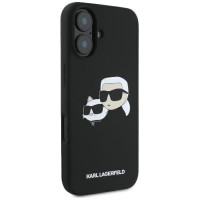 Karl Lagerfeld Silicone Nauble Heads Print MagSafe Case for iPhone 16 - Black