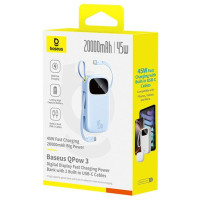 Baseus EnerFill FC21 Qpow 3 Ultra 20000mAh 45W Power Bank with Digital Display and Included Cable - Blue