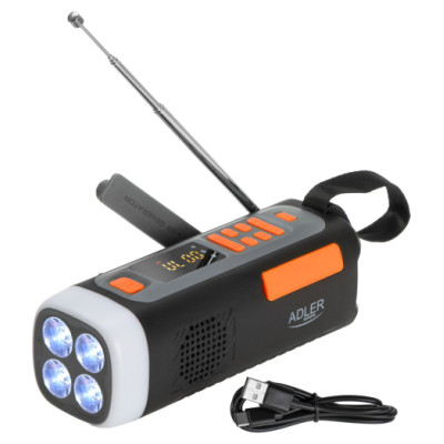 Adler AD 1920 Pārnēsājams radio-lukturis ar dinamo funkciju