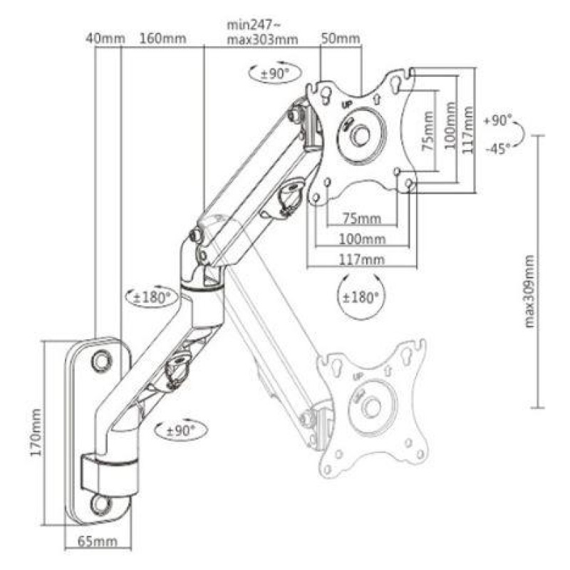 Gembird DISPLAY ACC MOUNTING ARM 27"/MA-WA1-02 GEMBIRD